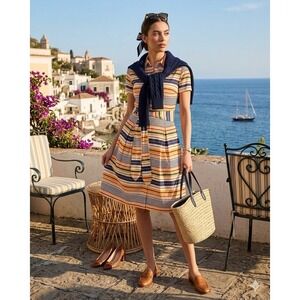 NWT Frances Valentine Bella Dress Regatta Stripe Midi Shirtdress Small Preppy